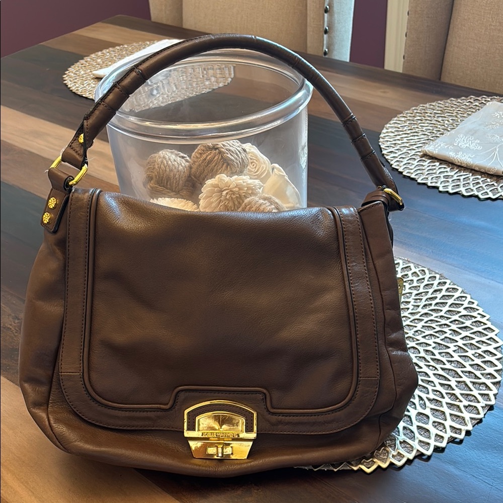 Elegant Brown Leather Joelle Hawkins Handbag